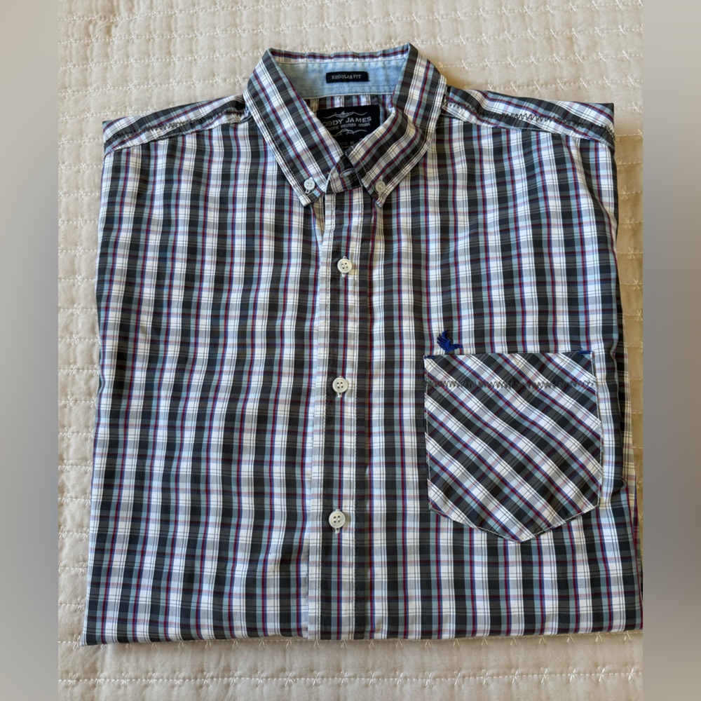 Cody James short sleeve plaid‎ shirt. XL